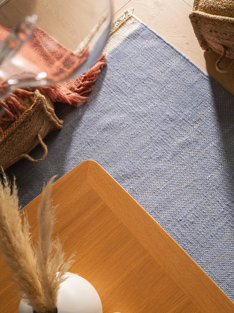 Tapis bohème inspiration scandinave bleu 200x300 cm