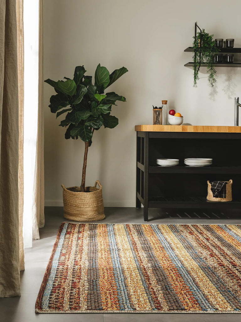 Tapis ethnique imprimé tressé multicolore d'intérieur et d'extérieur 240x340 cm