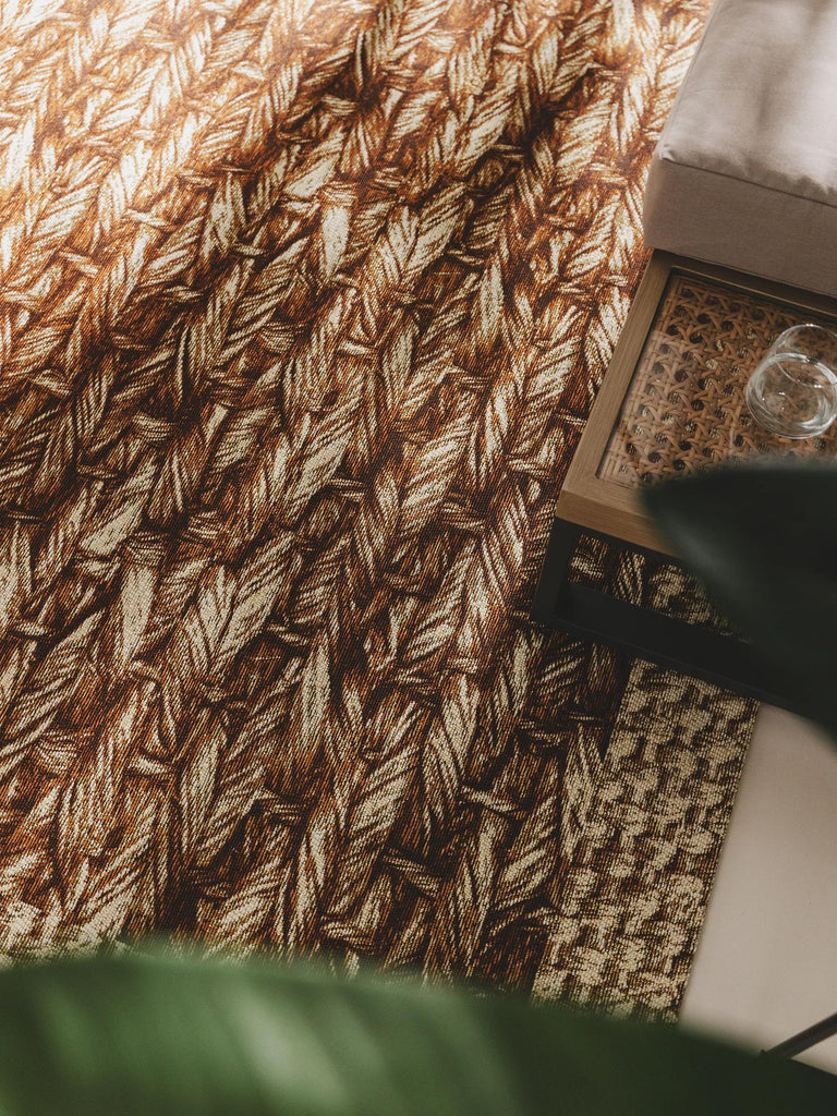 Tapis ethnique imprimé tressé crème et beige d'intérieur et d'extérieur 120x180 cm