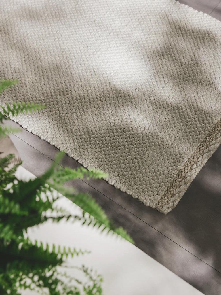Tapis scandinave tressé de couloir crème d'intérieur et d'extérieur 70x200 cm