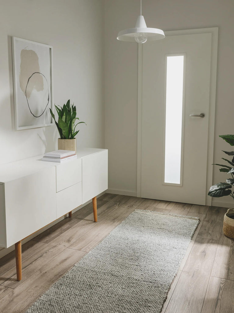 Tapis scandinave tressé de couloir gris 70x200 cm