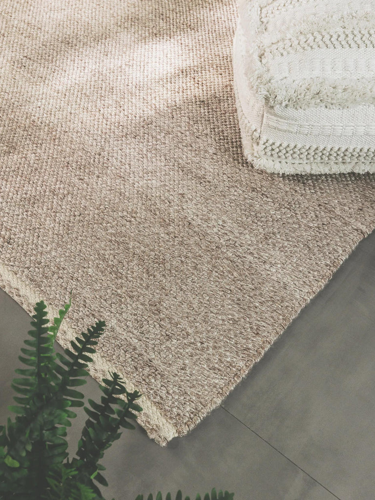 Tapis scandinave tressé crème et taupe 200x300 cm