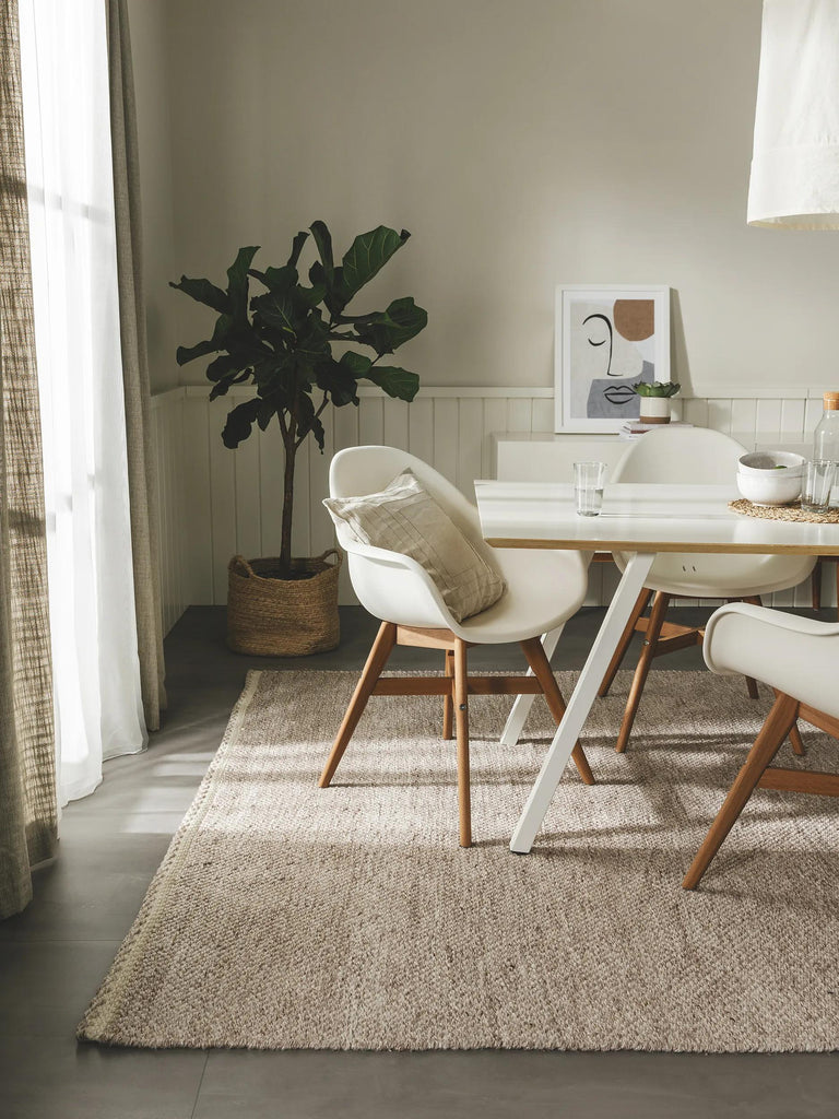 Tapis scandinave tressé crème et taupe 80x150 cm