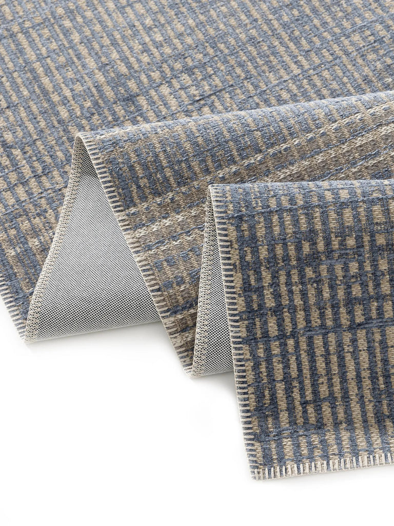 Tapis contemporain bleu et gris d'intérieur et d'extérieur 120x170 cm