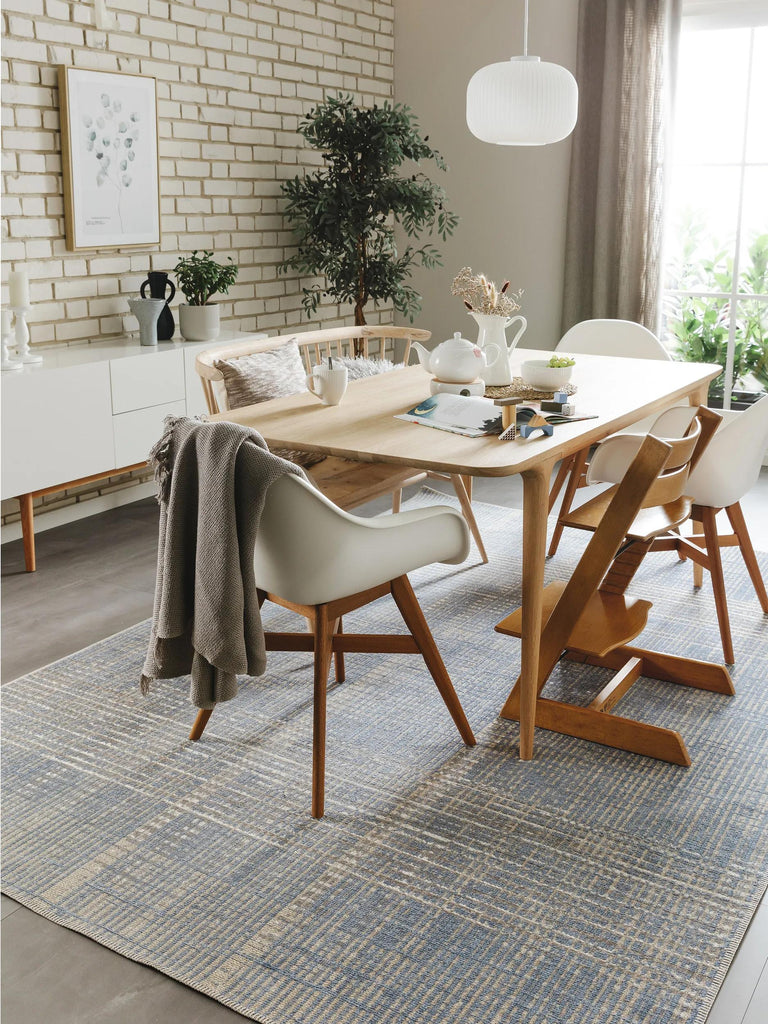 Tapis contemporain bleu et gris d'intérieur et d'extérieur 120x170 cm