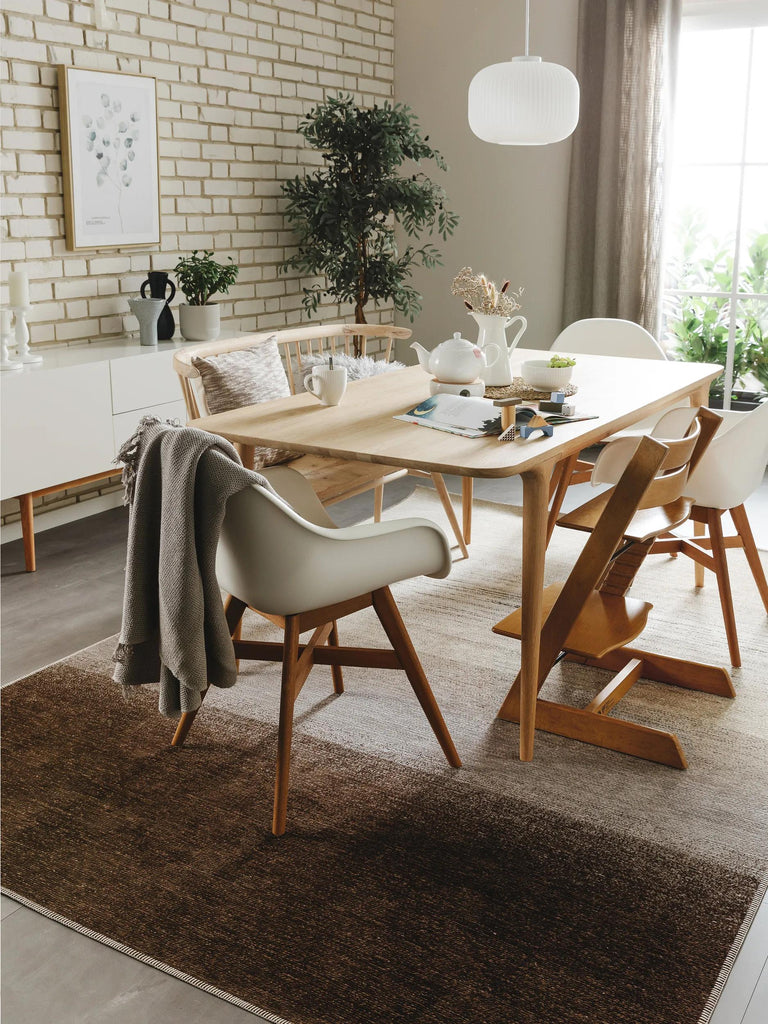 Tapis moderne dégradé marron et beige d'intérieur et d'extérieur 100x150 cm