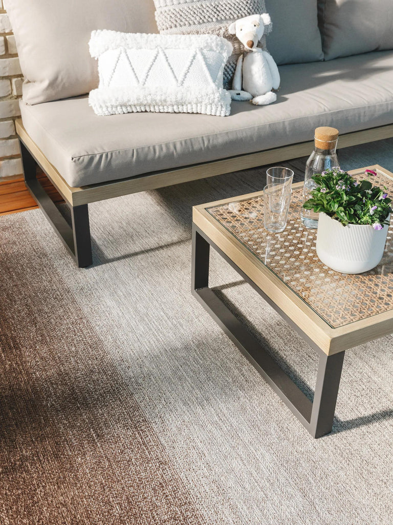 Tapis moderne dégradé marron et beige d'intérieur et d'extérieur 160x230 cm