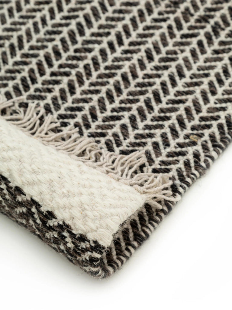 Tapis scandinave géométrique de couloir noir et blanc 70x200 cm