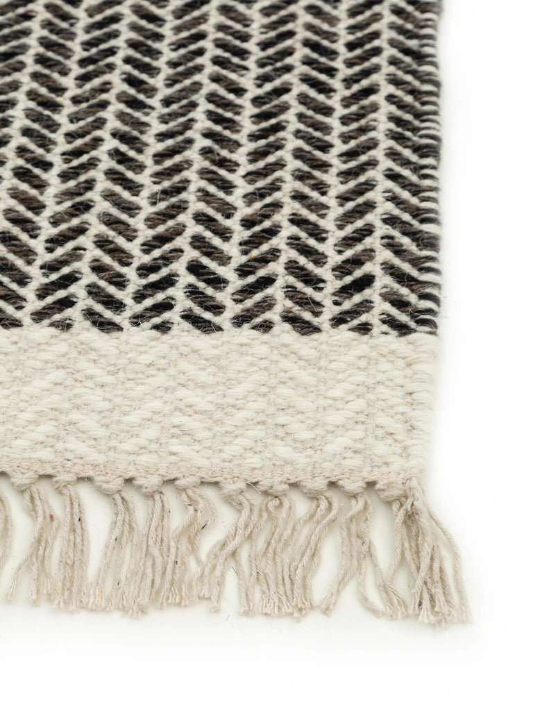 Tapis scandinave géométrique de couloir noir et blanc 70x200 cm