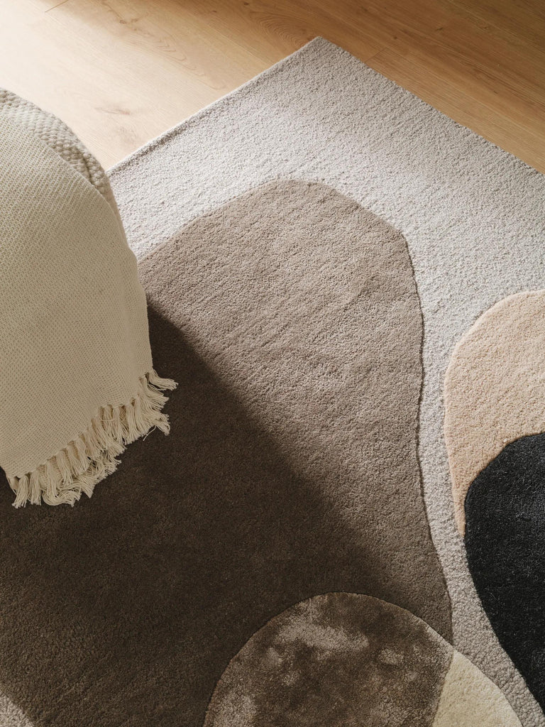 Tapis contemporain tons gris et beige en laine 160x230 cm