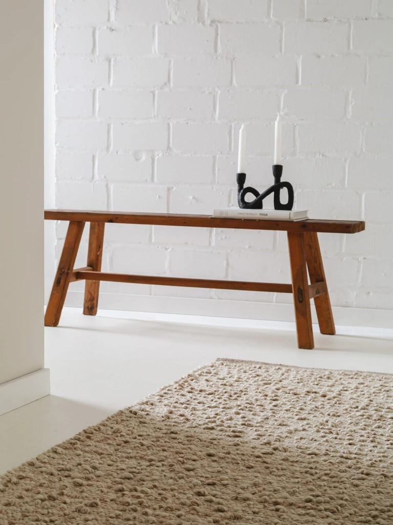 Tapis scandinave chiné de couloir beige 80x250 cm