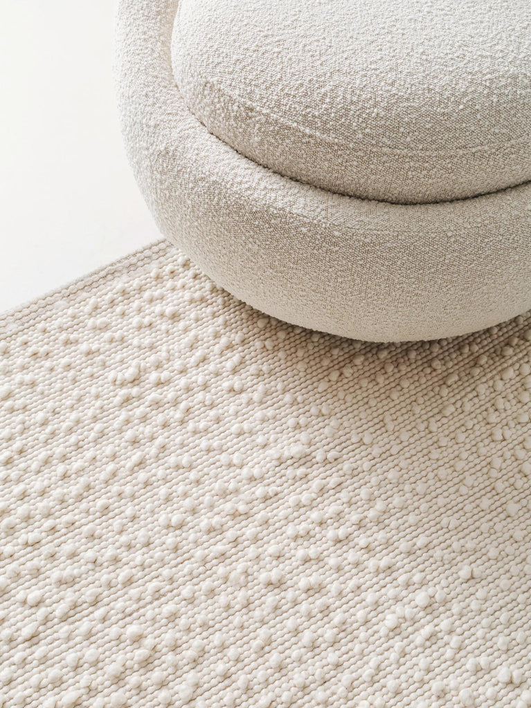 Tapis moderne perlé blanc en laine 80x150 cm