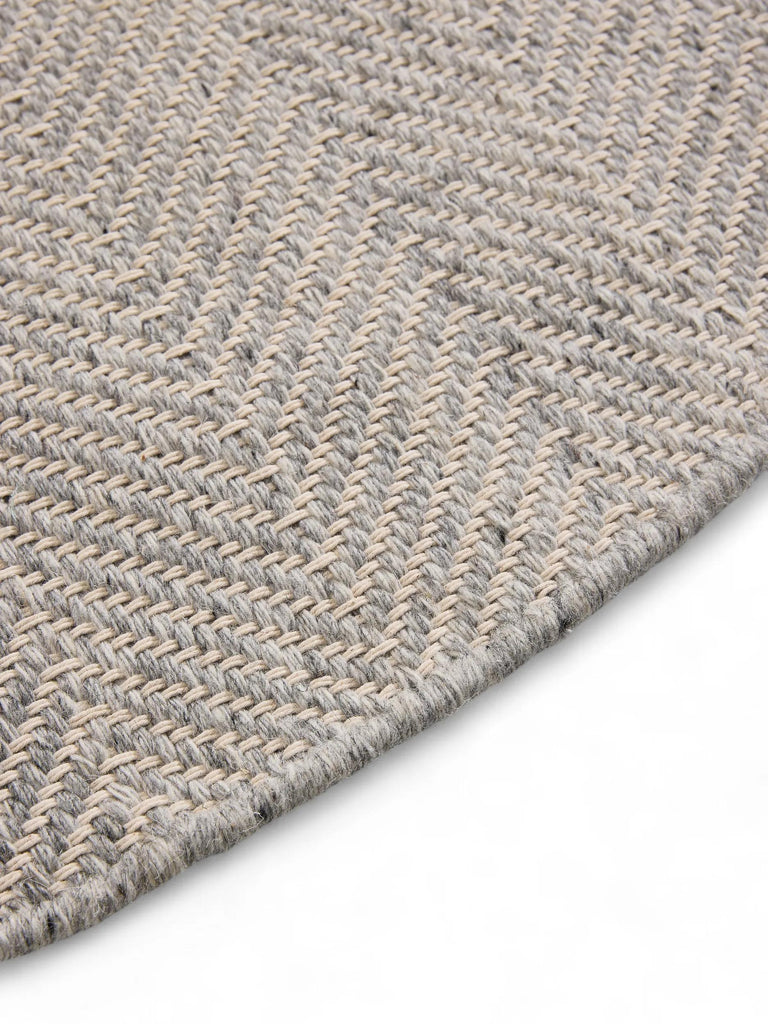 Tapis scandinave tressé à franges rond gris clair 100 cm de diamètre