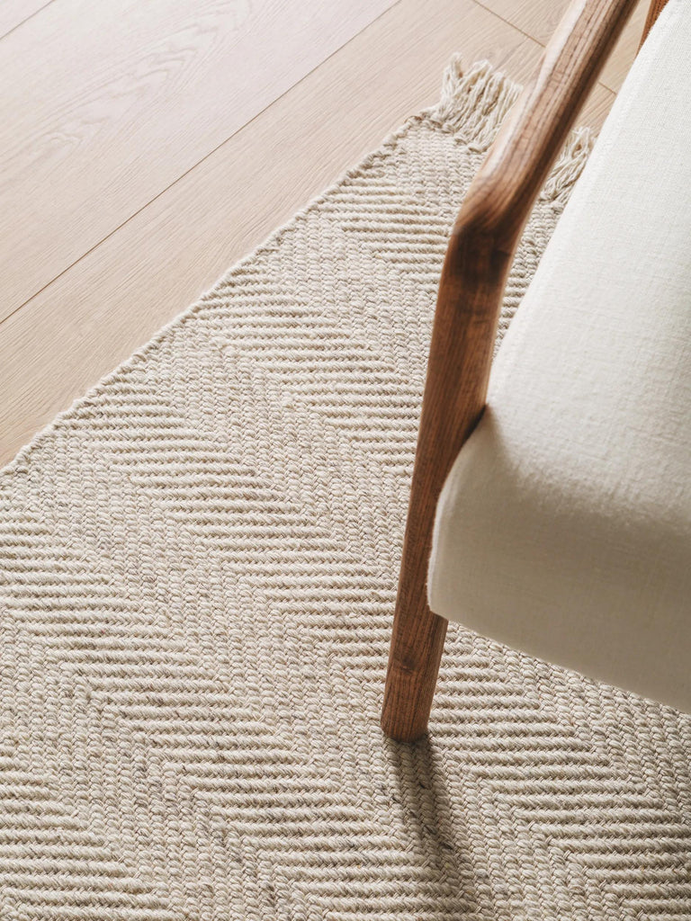 Tapis scandinave tressé à franges crème 200x300 cm