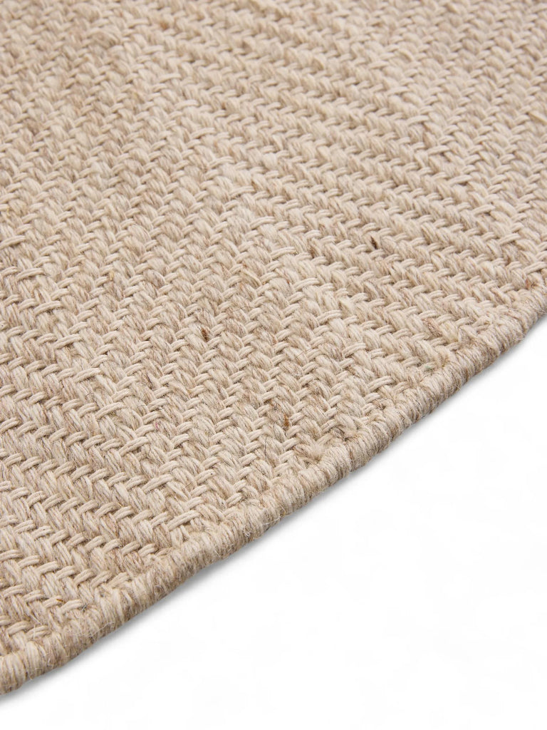 Tapis scandinave tressé à franges rond beige 150 cm de diamètre