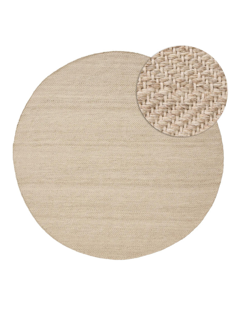 Tapis scandinave tressé à franges rond beige 250 cm de diamètre