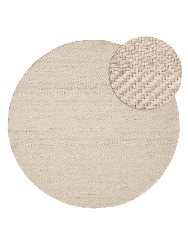Tapis scandinave tressé à franges rond crème 200 cm de diamètre