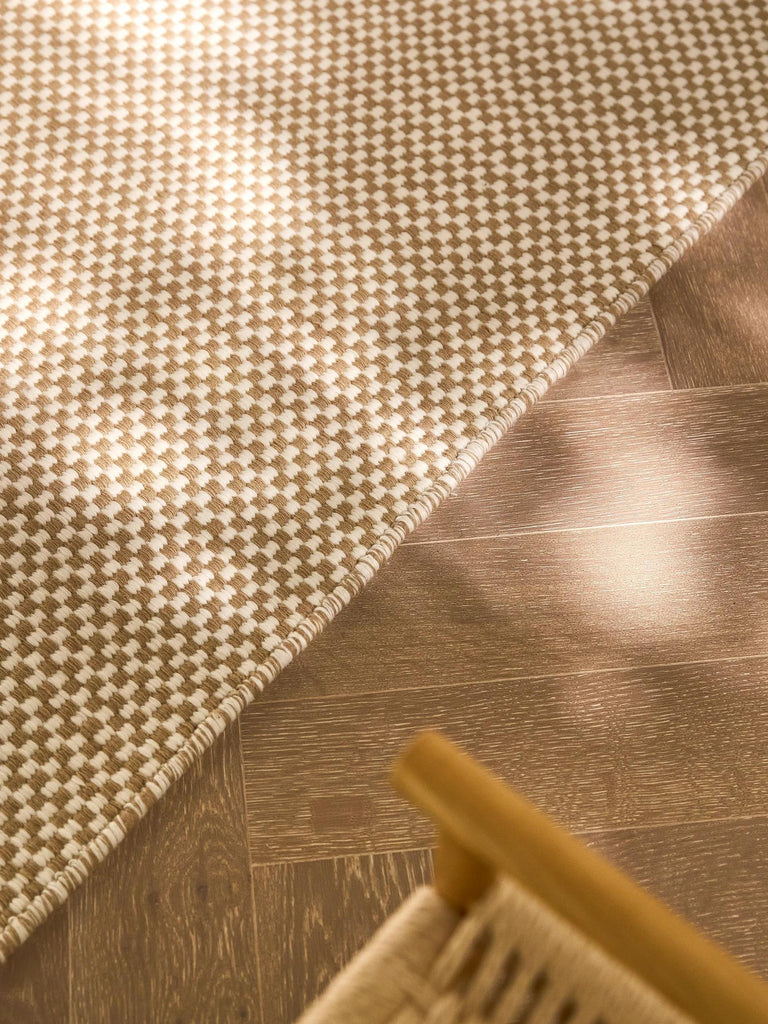 Tapis scandinave uni descente de lit beige en laine 80x250 cm