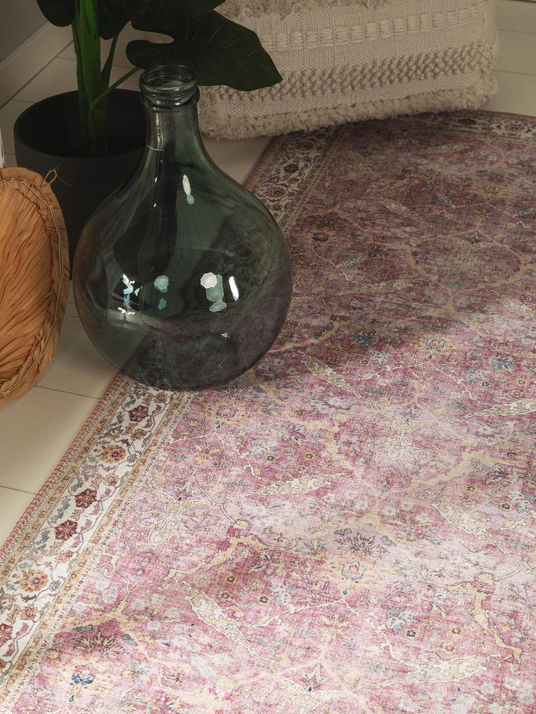 Tapis oriental de couloir rose 80x240 cm