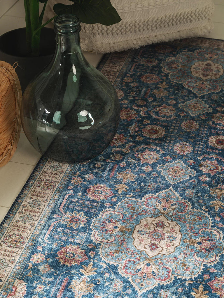 Tapis oriental de couloir bleu 80x240 cm