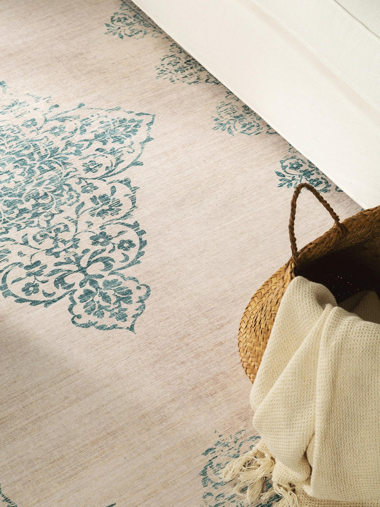 Tapis oriental turquoise et gris 250x350 cm