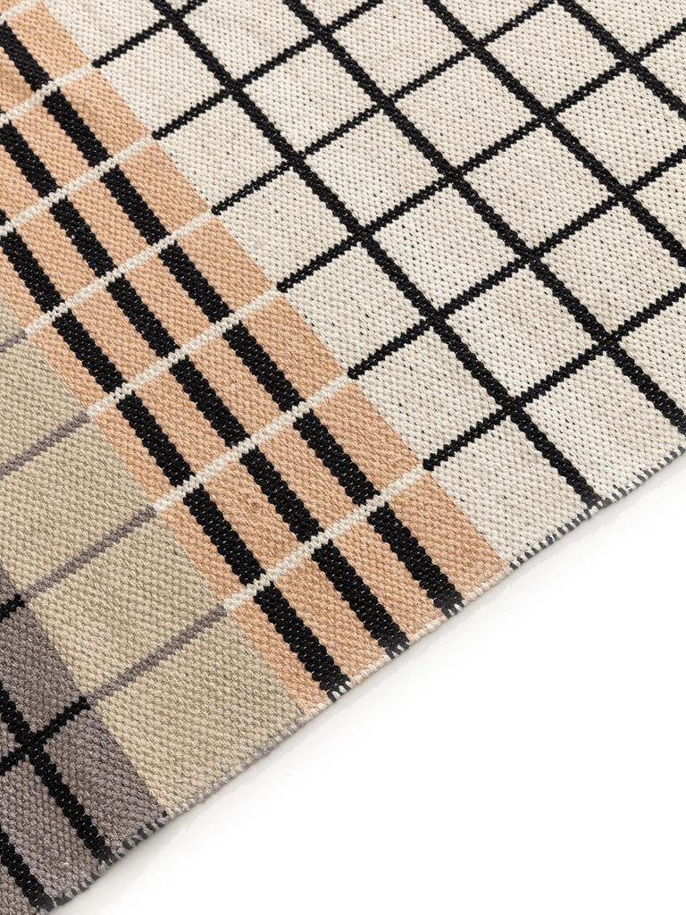 Tapis rétro grille beige et marron en coton 160x230 cm