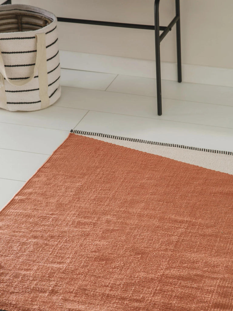 Tapis moderne contemporain de couloir terracotta en coton 70x200 cm