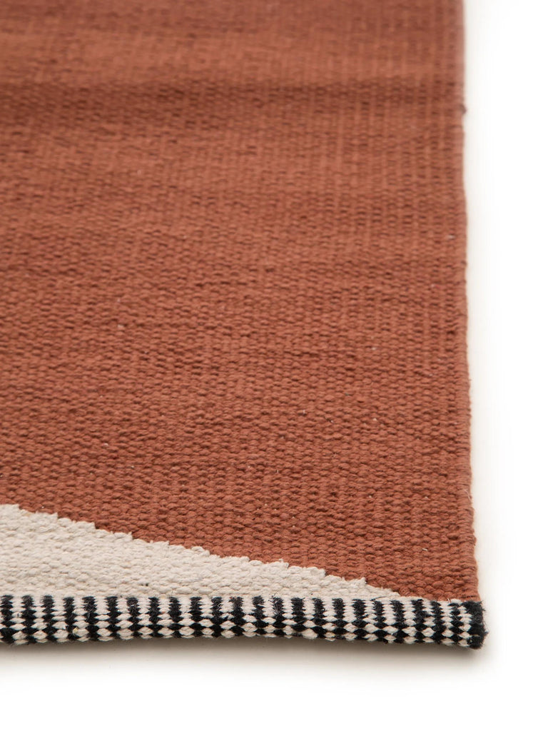 Tapis moderne contemporain de couloir terracotta en coton 70x200 cm