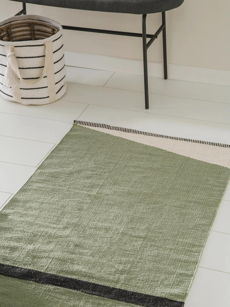 Tapis moderne contemporain de couloir vert en coton 70x200 cm