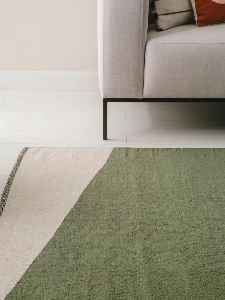 Tapis moderne contemporain vert en coton 60x100 cm