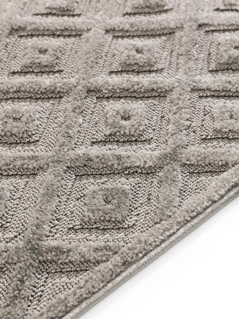 Tapis moderne motif losange relief de couloir gris 70x200 cm