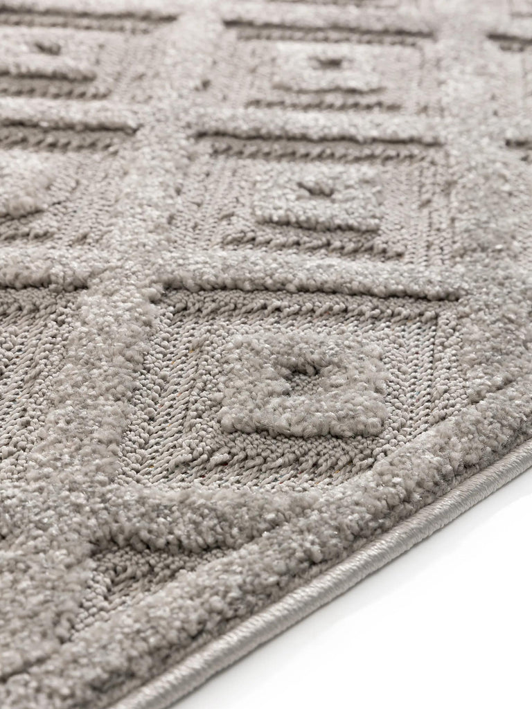 Tapis moderne motif losange relief gris 200x290 cm