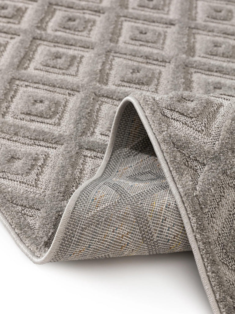 Tapis moderne motif losange relief gris 300x400 cm
