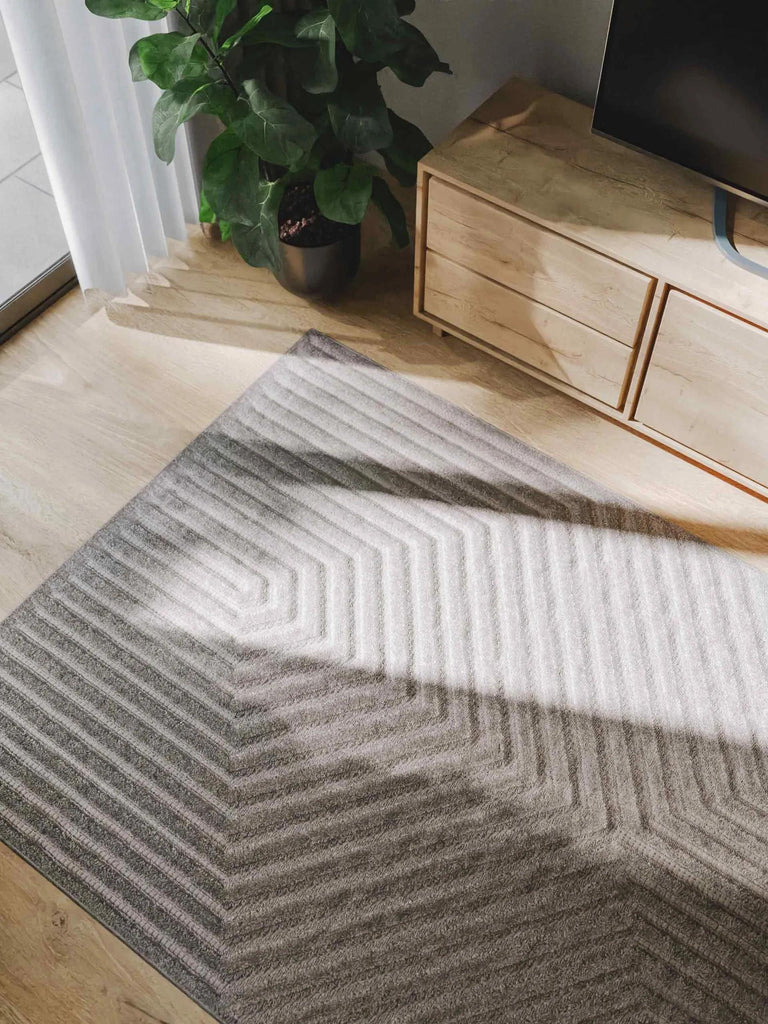 Tapis moderne lignes géométriques gris 200x290 cm