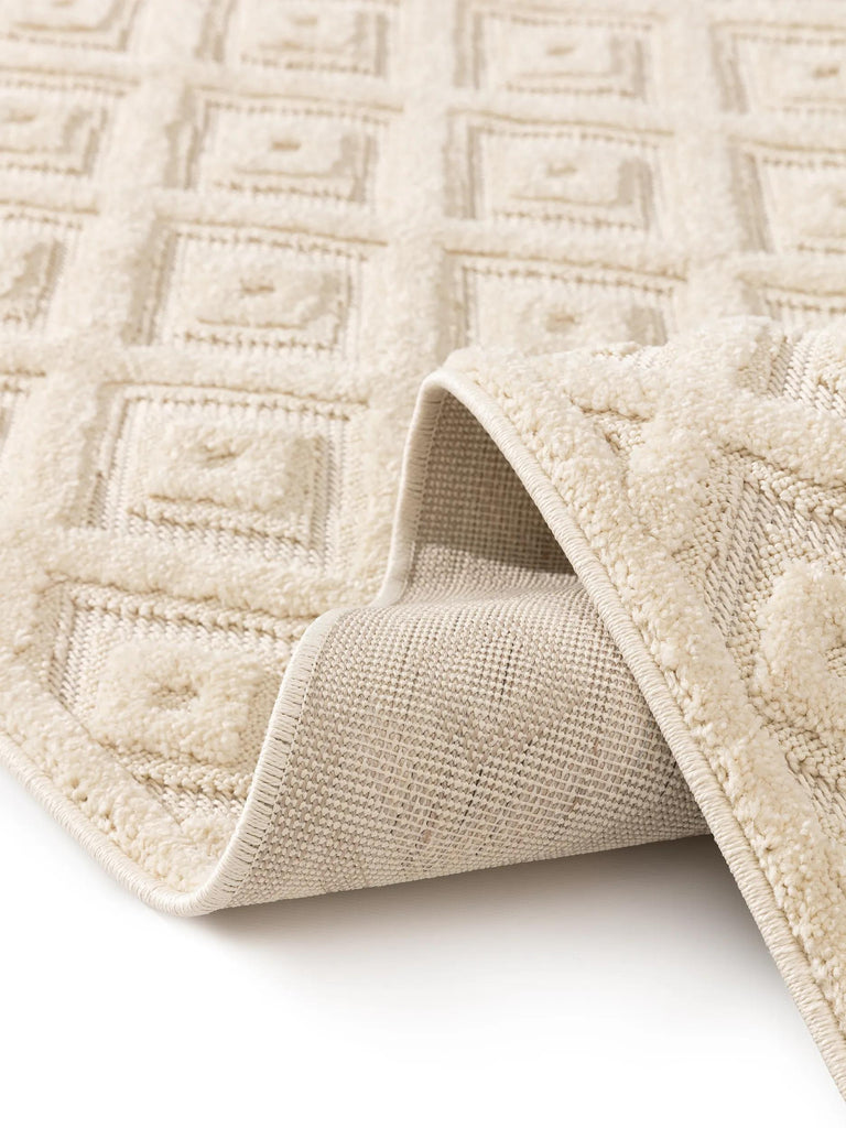 Tapis moderne motif losange relief beige 200x290 cm