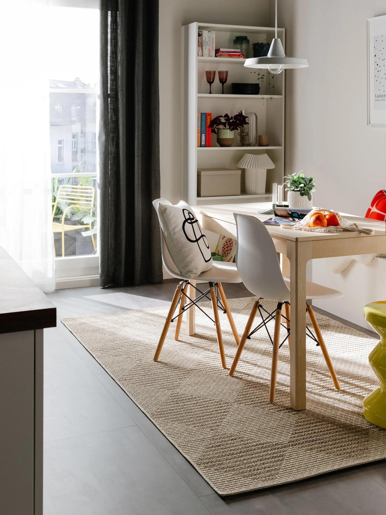 Tapis moderne motif géométrique beige d'intérieur et d'extérieur 120x170 cm