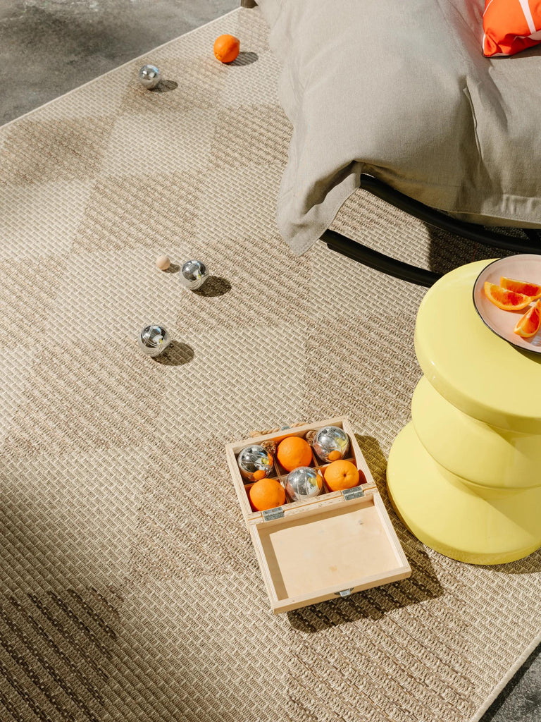 Tapis moderne motif géométrique beige d'intérieur et d'extérieur 120x170 cm