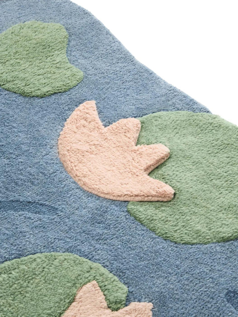 Tapis motif mare enfant bleu et vert en laine 120x180 cm