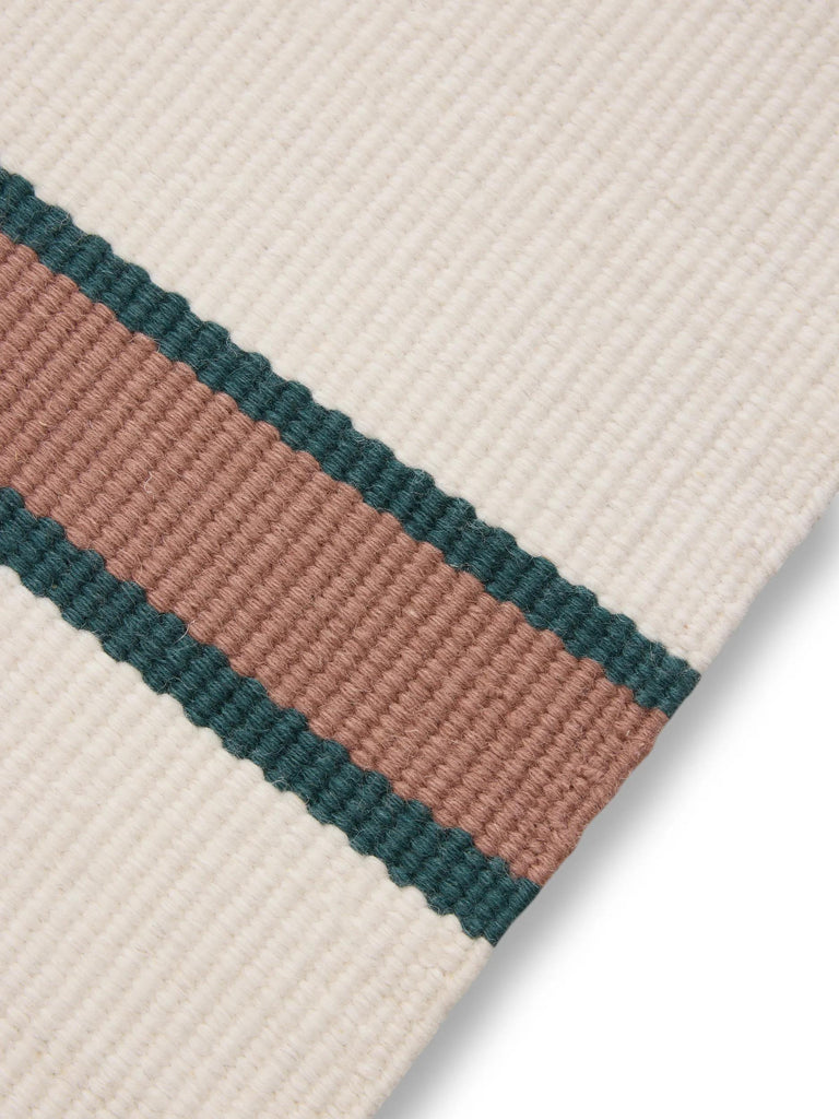 Tapis contemporain motif à bandes crème et terracotta en laine 200x300 cm