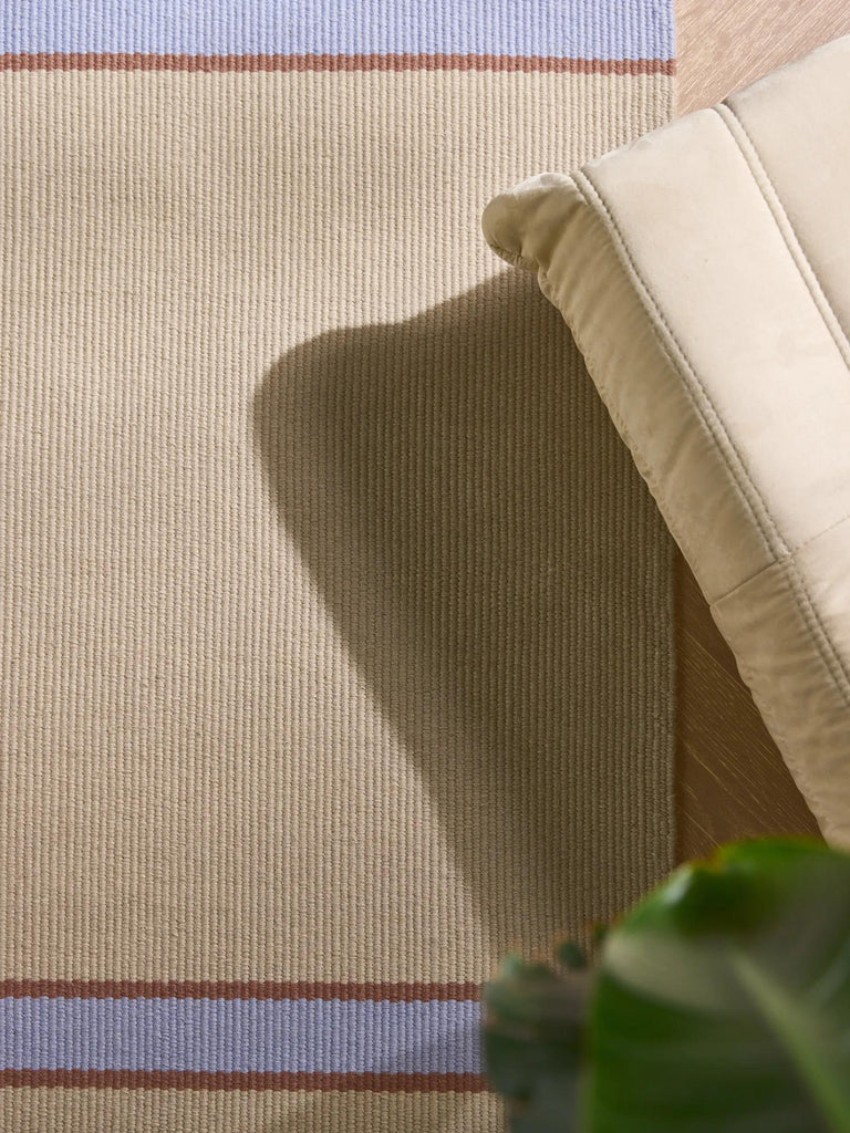 Tapis contemporain motif à bandes marron et bleu en laine 160x230 cm