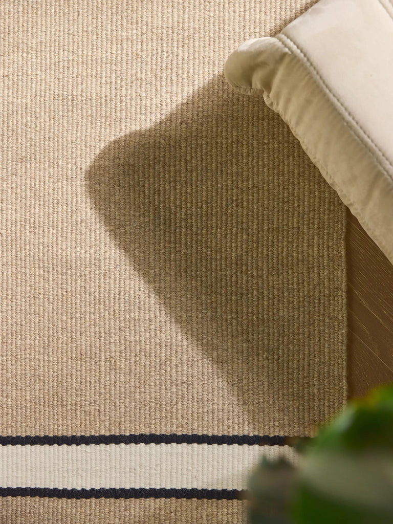 Tapis contemporain motif à bandes beige en laine 120x170 cm