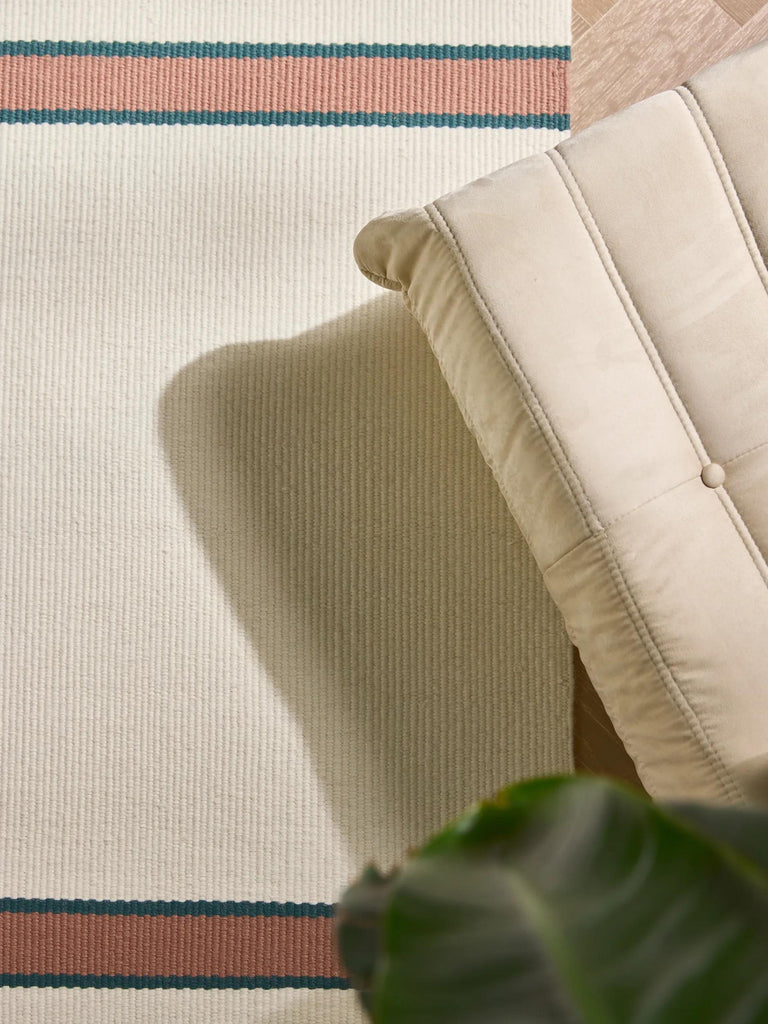 Tapis contemporain motif à bandes crème et terracotta en laine 250x350 cm