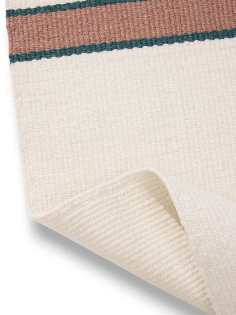 Tapis contemporain motif à bandes crème et terracotta en laine 250x350 cm