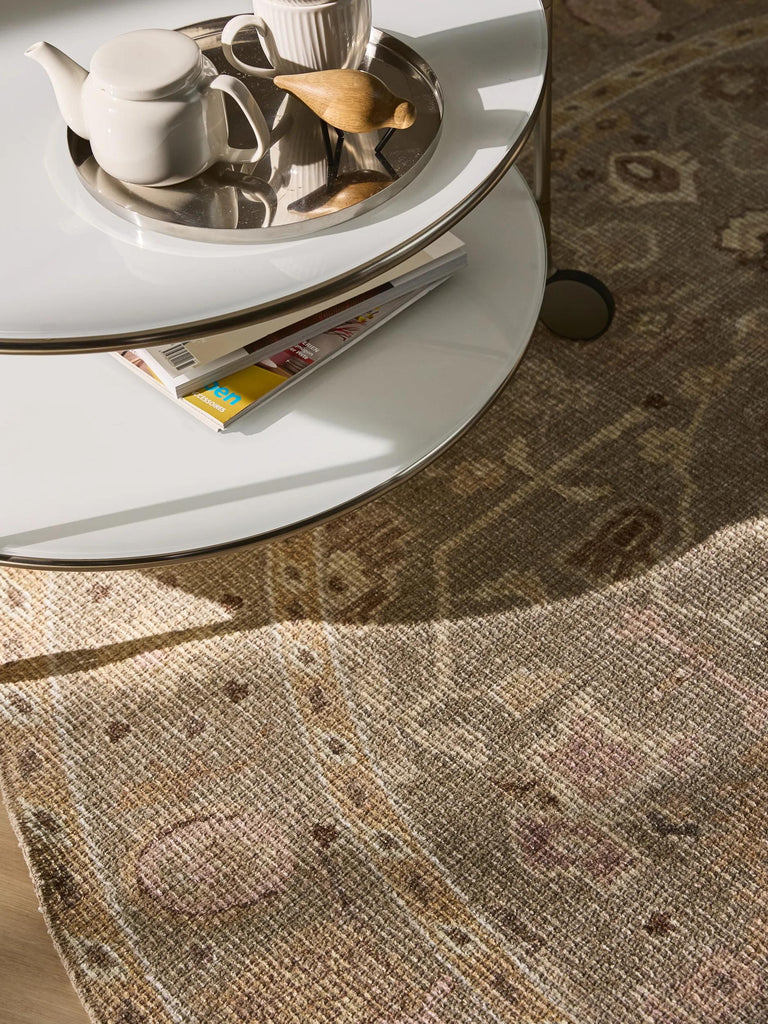 Tapis oriental rond beige 240 cm de diamètre