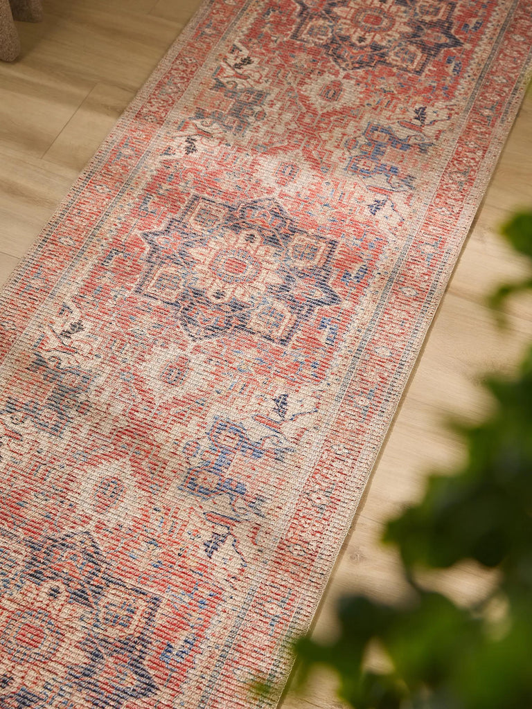 Tapis oriental style bohème de couloir rouge 80x250 cm