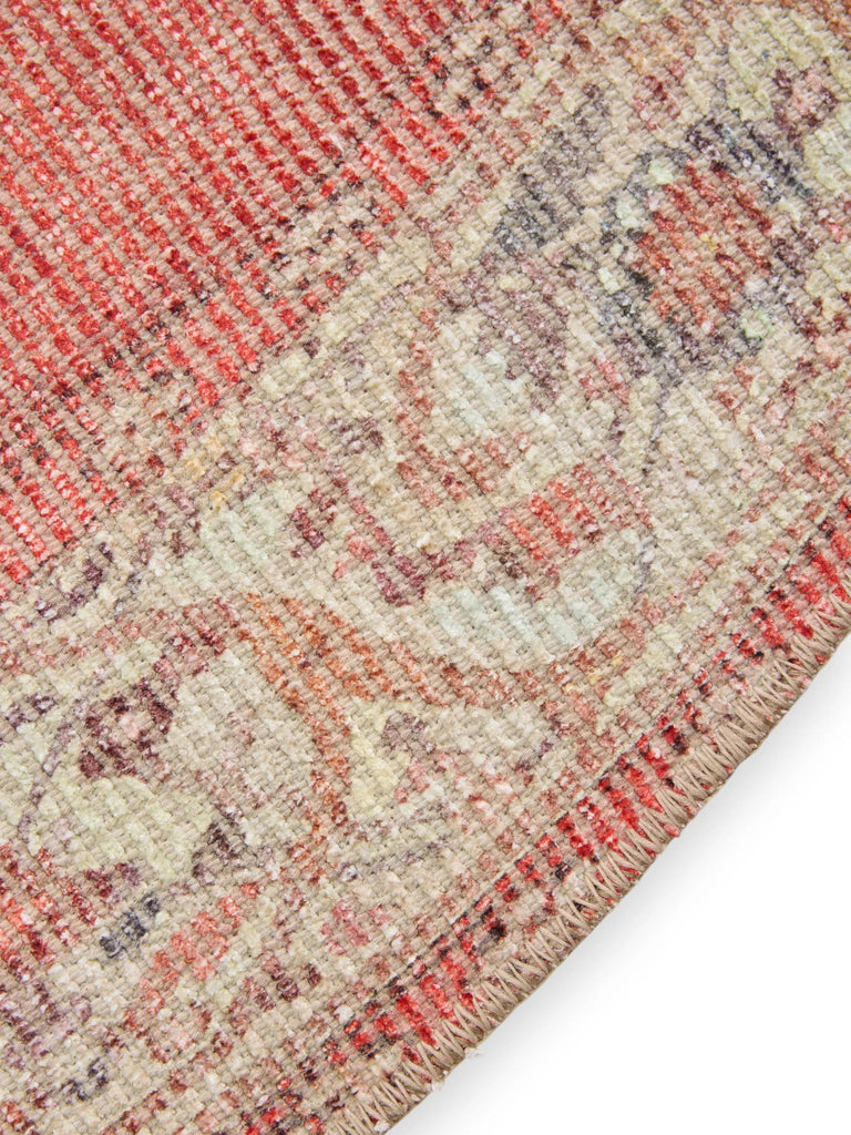 Tapis oriental style bohème rond rouge et bleu 240 cm de diamètre