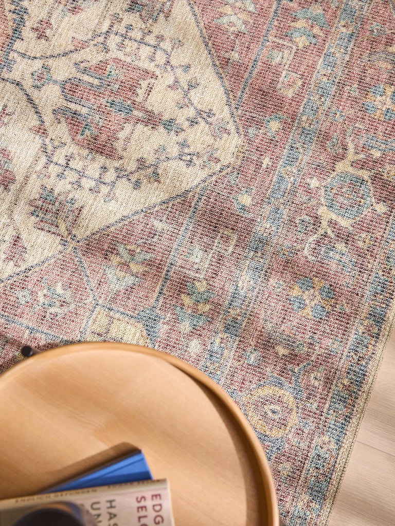 Tapis vintage inspiration oriental rouge et beige 300x400 cm