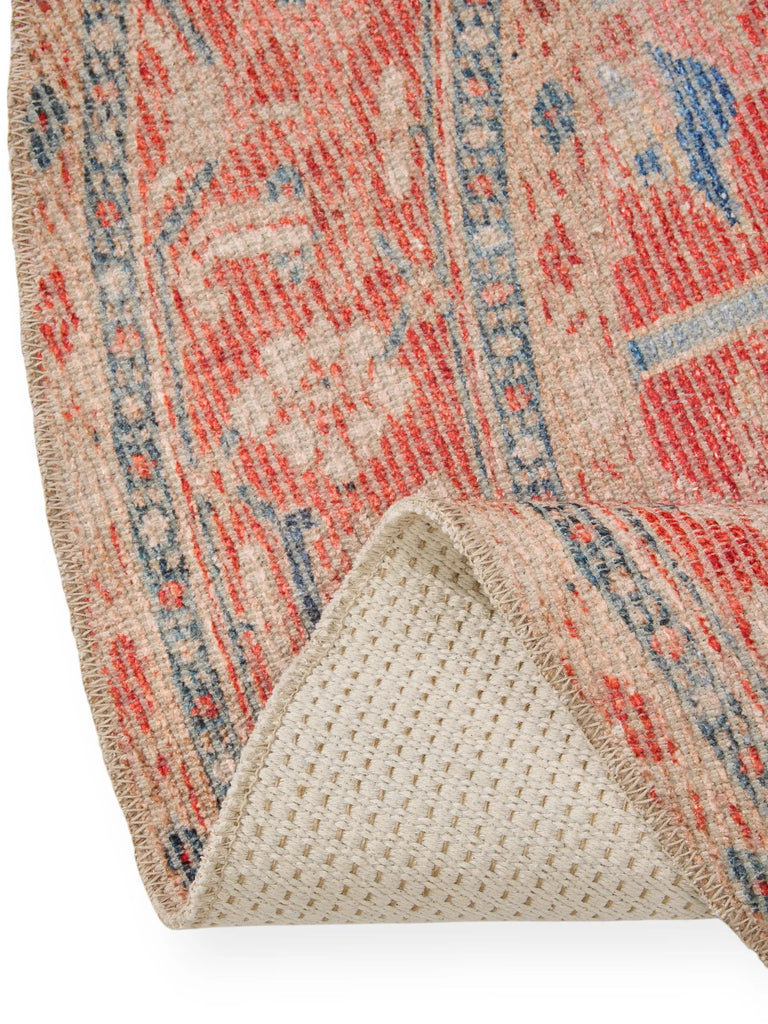 Tapis oriental style bohème rond rouge 240 cm de diamètre