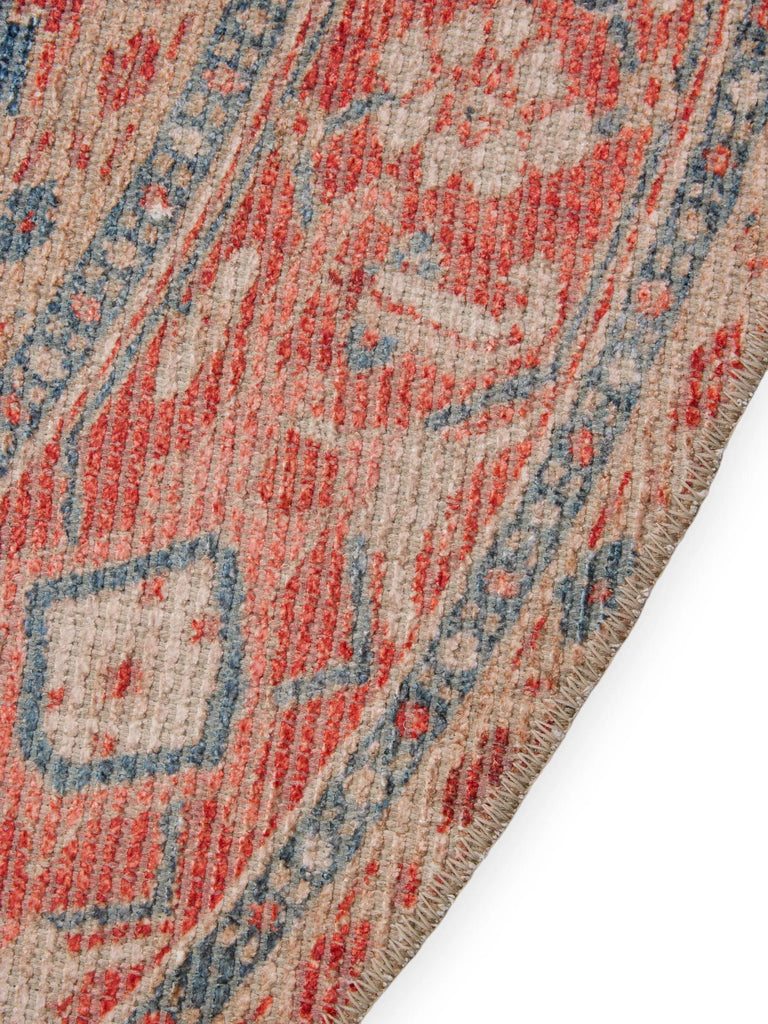 Tapis oriental style bohème rond rouge 240 cm de diamètre