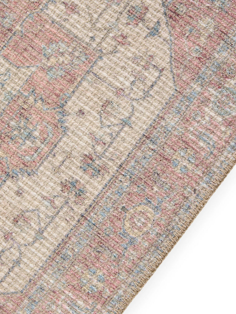 Tapis vintage inspiration oriental de couloir rouge et beige 80x250 cm